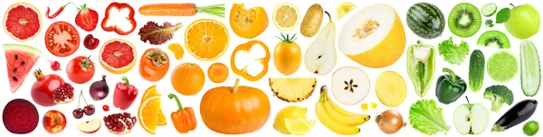 Színgyűjtemény a gyümölcsök és zöldségek fehér — Stock Fotó