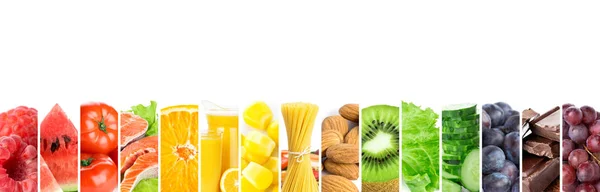 혼합 신선한 색상 건강 식품의 콜라주. 식품 컨셉 — 스톡 사진