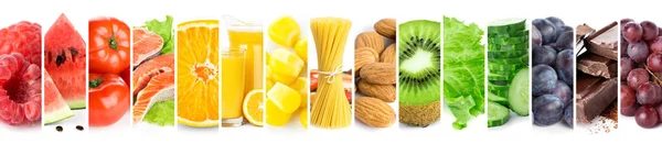 Colagem de alimentos saudáveis de cor fresca misturada — Fotografia de Stock