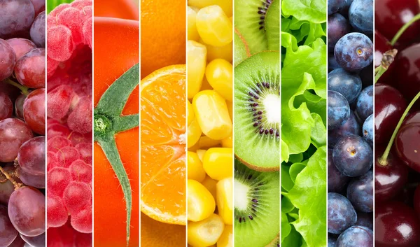 Background of mixed fresh fruits and vegetables — Stock Photo, Image