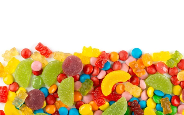 Mixed colorful candies. Color sweets on white background — Stock Photo, Image