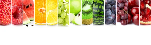 Frukter. Collage av färsk färg frukt — Stockfoto