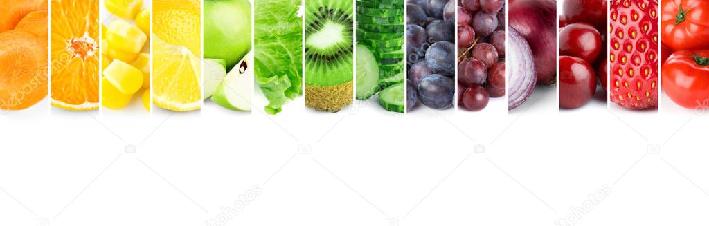 Collage of color fruits and vegetables