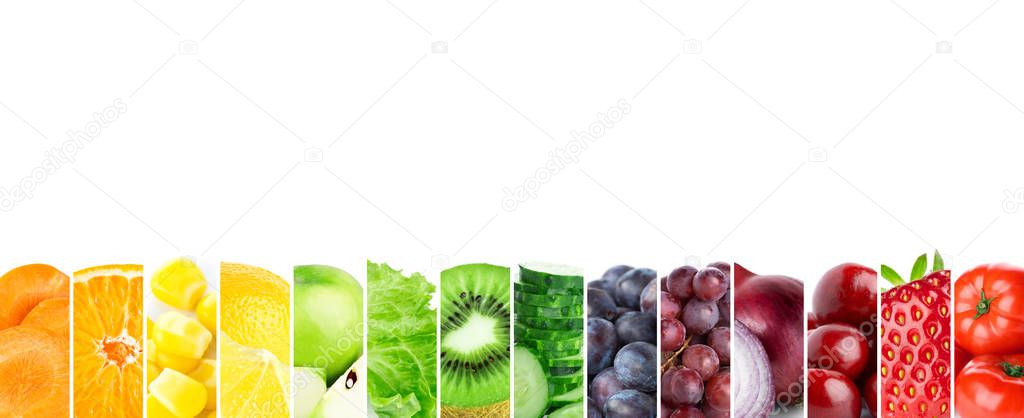 Collage of color fruits and vegetables