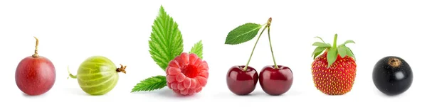 Früchte Sammlung Von Süßen Beeren Auf Weißem Hintergrund — Stockfoto