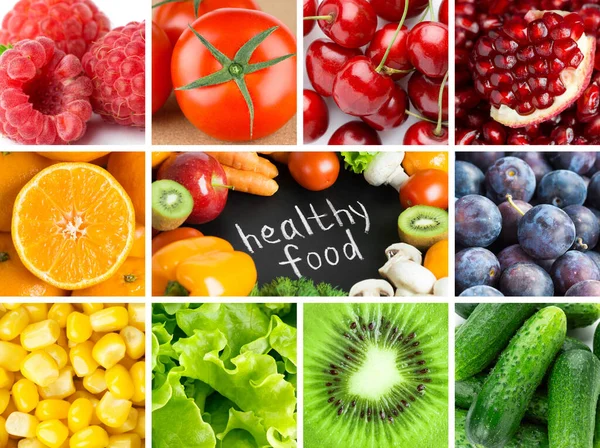 Antecedentes Frutas Verduras Frescas Comida Saludable Alimentos Color Mixto — Foto de Stock