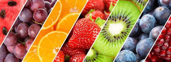 Fondo Frutas Mezcla Frutas Maduras Bayas Alimentos Frescos —  Fotos de Stock