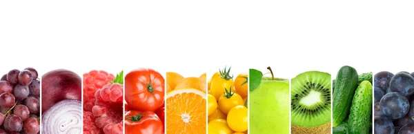 Colaj Fructe Legume Alimente Proaspete — Fotografie, imagine de stoc