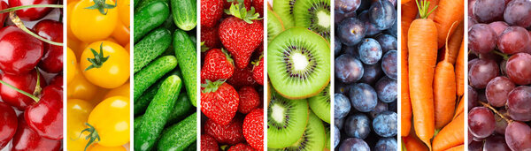 Background of fruits and vegetables. Healthy lifestyle. Fresh food. Top view
