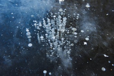 Tuhaf bir biçimde suda donmuş hava kabarcıkları .