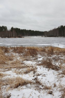 Geç sonbaharda Nehri yakınında alanlardaki.