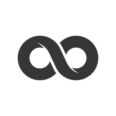 Beyaz arka plan üzerinde sonsuzluk işareti simgesi. Vektör