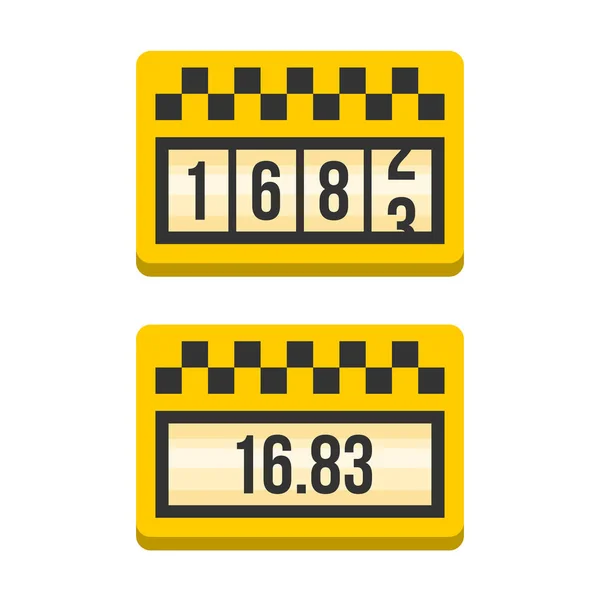 Set de iconos de taxímetro amarillo. Vector de estilo plano — Vector de stock