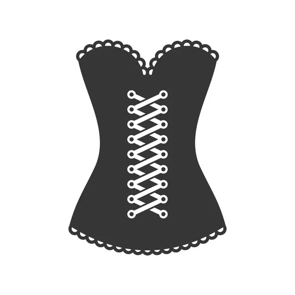 Kvinnor svart korsett ikonen på vit bakgrund. Vektor — Stock vektor
