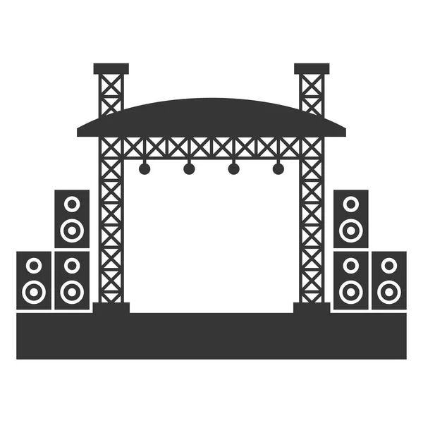 Outdoor Concert Stage Constructions with Sound System Icon. Vector — Stock Vector