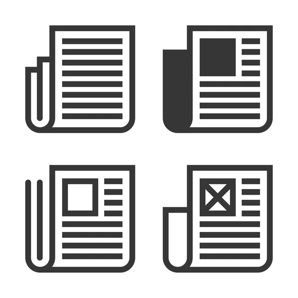 Newspaper Line Icon Set on White Background. Vector — Stock Vector