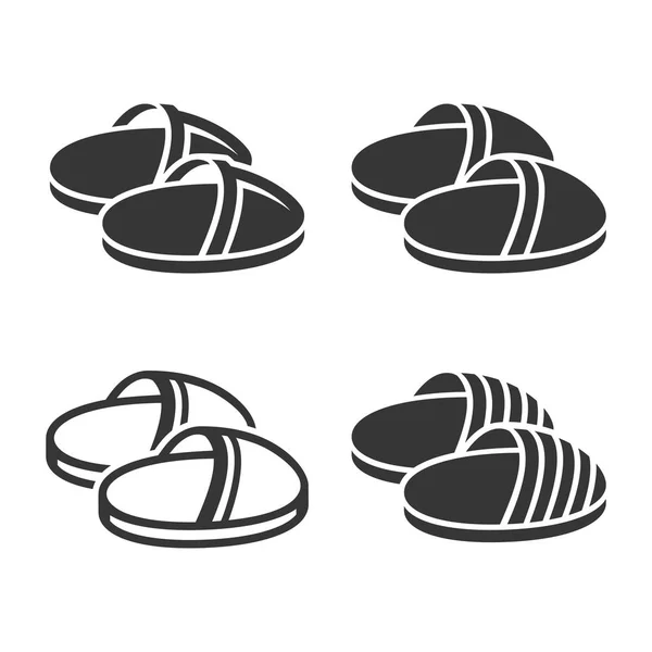 Home Slippers Icon Set di White Background. Vektor - Stok Vektor