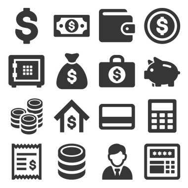 Para ve bankacılık Icon Set. Vektör