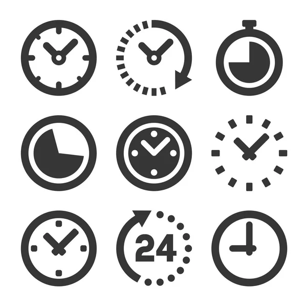 Clock Icons Set on White Background. Vector — Stock Vector