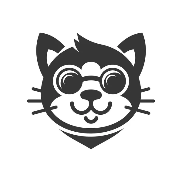 Cat in Glasses Cartoon Face Icon. Vector — Stock Vector