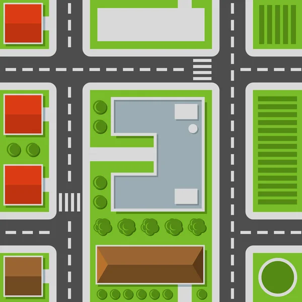 City Top View. Mapa de la ciudad Patrón sin costura. Vector — Archivo Imágenes Vectoriales