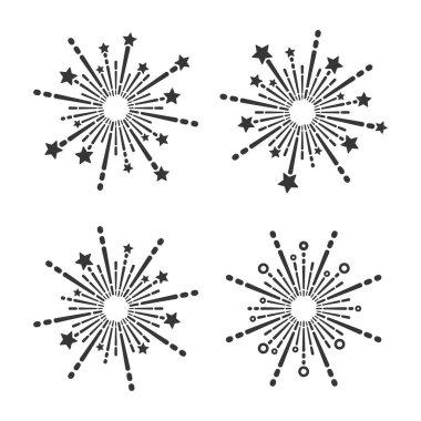 Patlayan Havai fişek simgeler beyaz arka plan üzerinde ayarlayın. Vektör