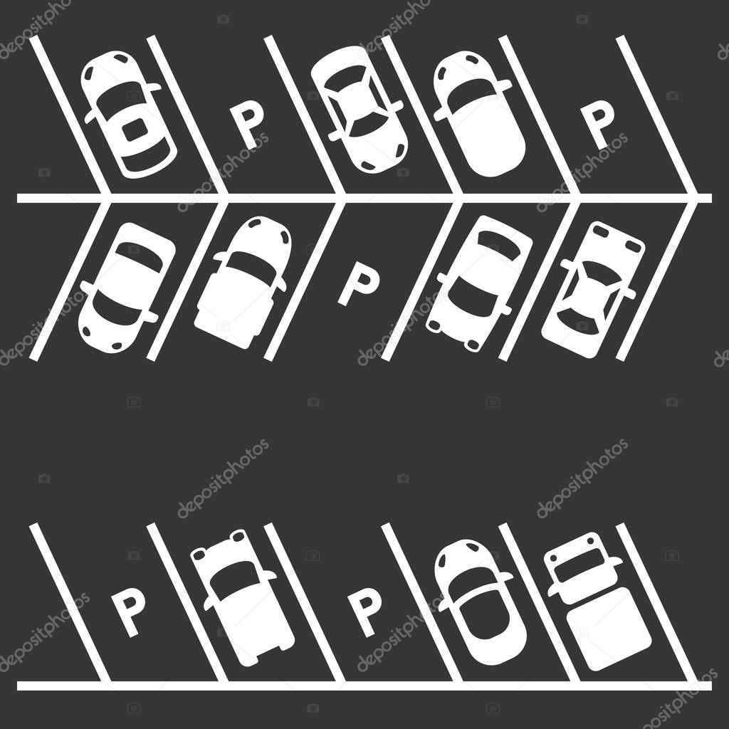 Top View Of Parking Lot on White Background. Vector