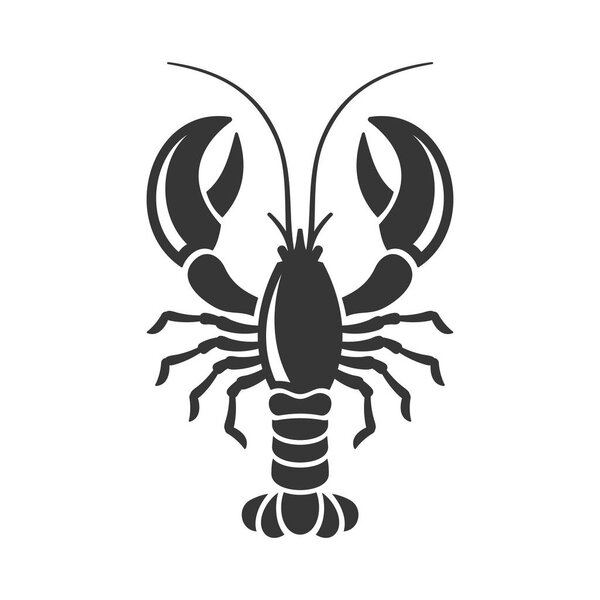 Lobster Silhouette Icon on White Background. Vector