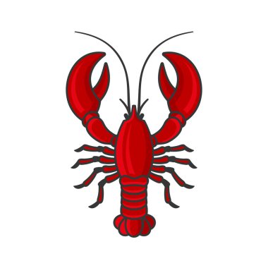 Beyaz zemin üzerine kırmızı ıstakoz simgesi. Vektör