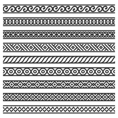 Sınır dekorasyon Dikişsiz desen beyaz arka plan üzerinde ayarlayın. Vektör