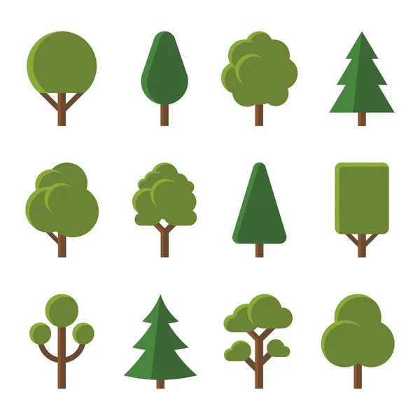 Tree Icons Set on White Background. Vector — Stock Vector