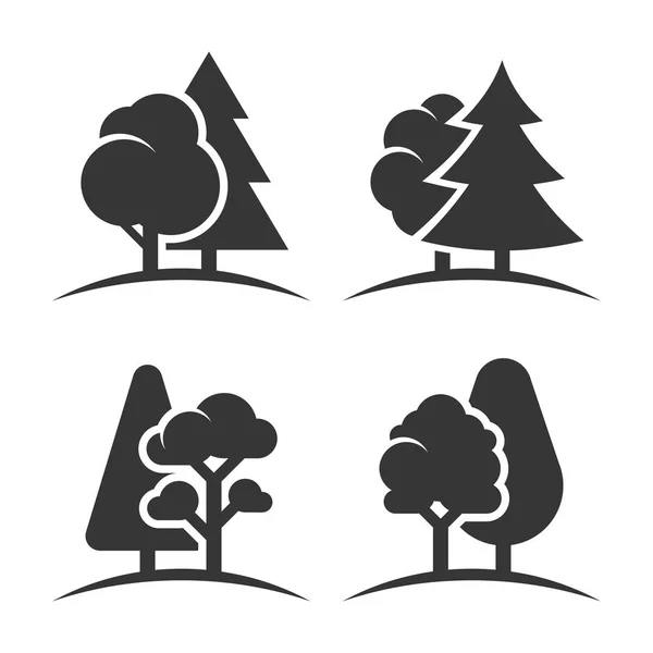 Trees Group Logo Set on White Background. Vector — Stock Vector