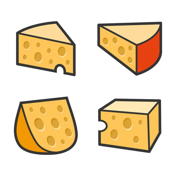 Ícone de queijo definido no fundo branco. Vetor —  Vetores de Stock