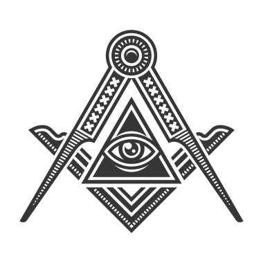 Masonik Masonluk amblemi simgesi Logo. Vektör