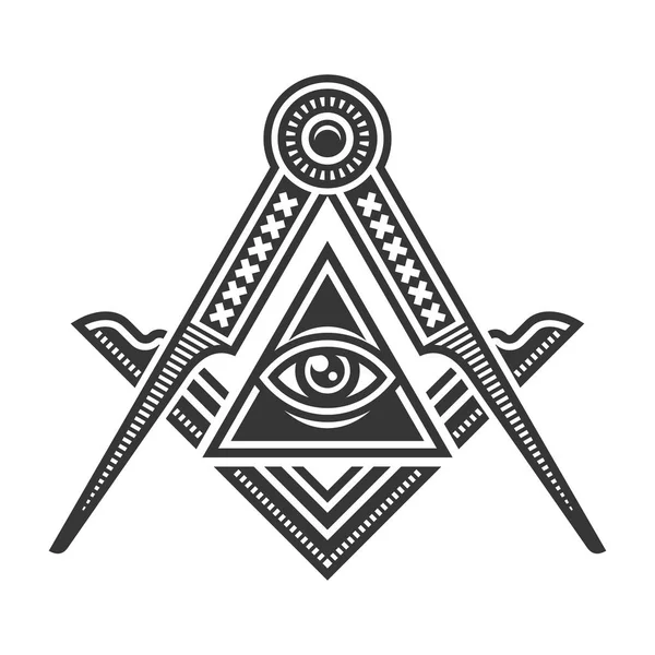 Wolnomularstwo Masonic godło ikona Logo. Wektor — Wektor stockowy