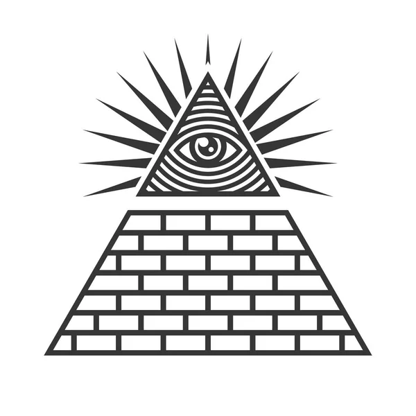 Simbol Illuminati Masonik, Tanda Mata dalam Segitiga. Vektor - Stok Vektor