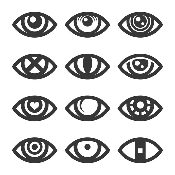 Eye Icon Set on White Background. Vector — Stock Vector