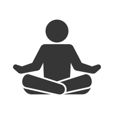 Yoga Fitness simgesi. Beyaz arka plan üzerinde Lotus pozisyonu. Vektör