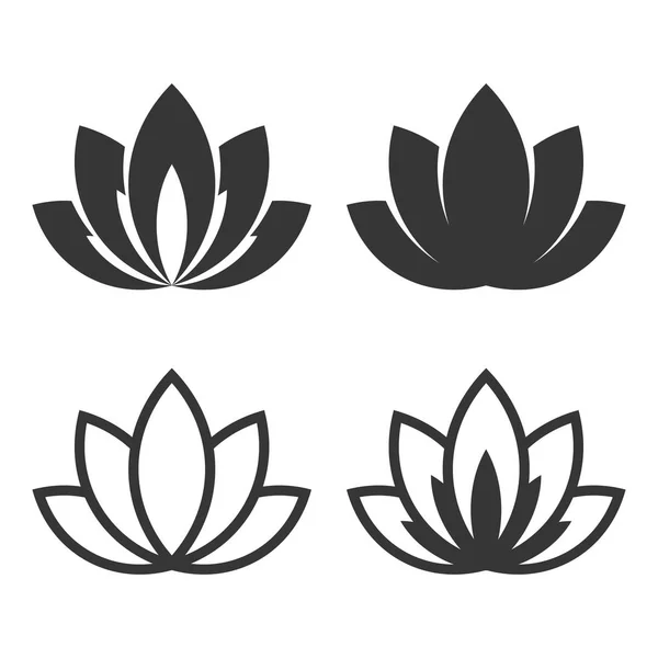 Lotus Ikonuppsättning på vit bakgrund. Vektor — Stock vektor