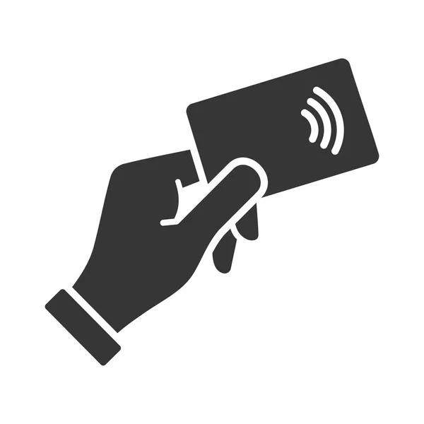 Hand mit nfc payment credit card icon. Vektor — Stockvektor