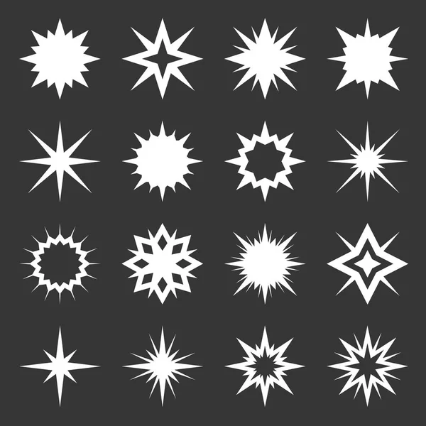 Star Sparkles Icon Set on Dark Background. Vector — Stock Vector