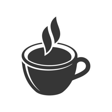 Bir fincan kahve simgesi beyaz arka plan üzerinde. Vektör çizim