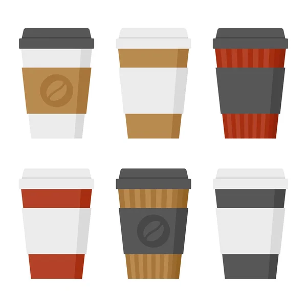 Set tazza di caffè su sfondo bianco. Vettore di stile piatto — Vettoriale Stock