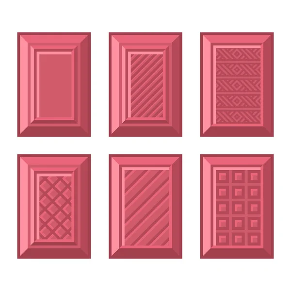 Set de barra de chocolate rubí sobre fondo blanco. Vector — Archivo Imágenes Vectoriales