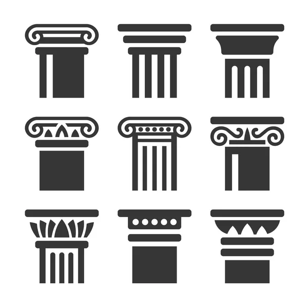 Ancient Columns Icon Set on White Background. Vector — Stock Vector