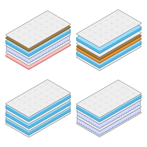 Gelaagde orthopedische matras Set op witte achtergrond. Vector — Stockvector