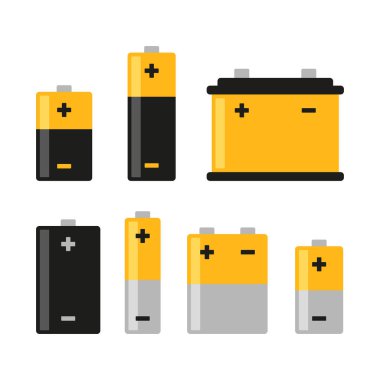 Alkaline Battery Icons Set on White Background. Vector clipart