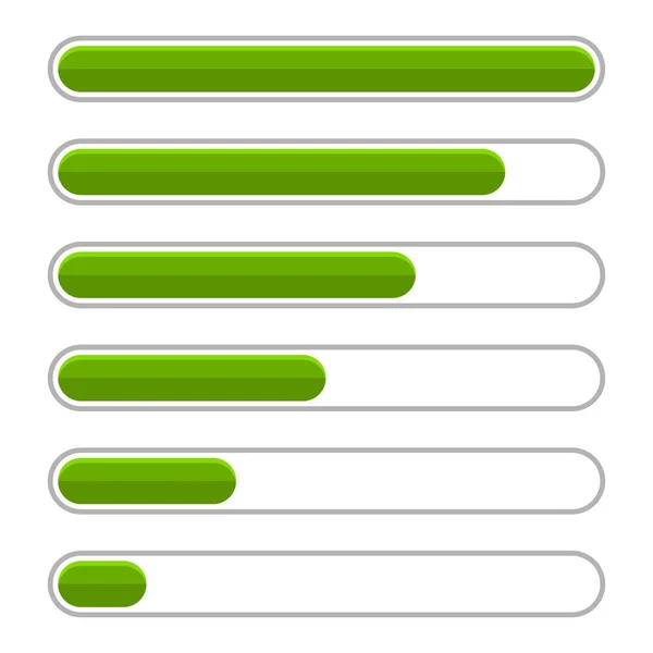 Green Progress Bar Set on White Background. Vector — Stock Vector