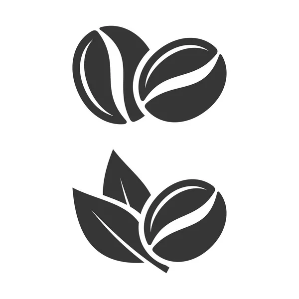 Koffiebonen en Set van de Leaf op witte achtergrond. Vector — Stockvector