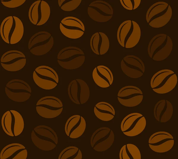 Grains de café motif sans couture sur fond sombre. Vecteur — Image vectorielle